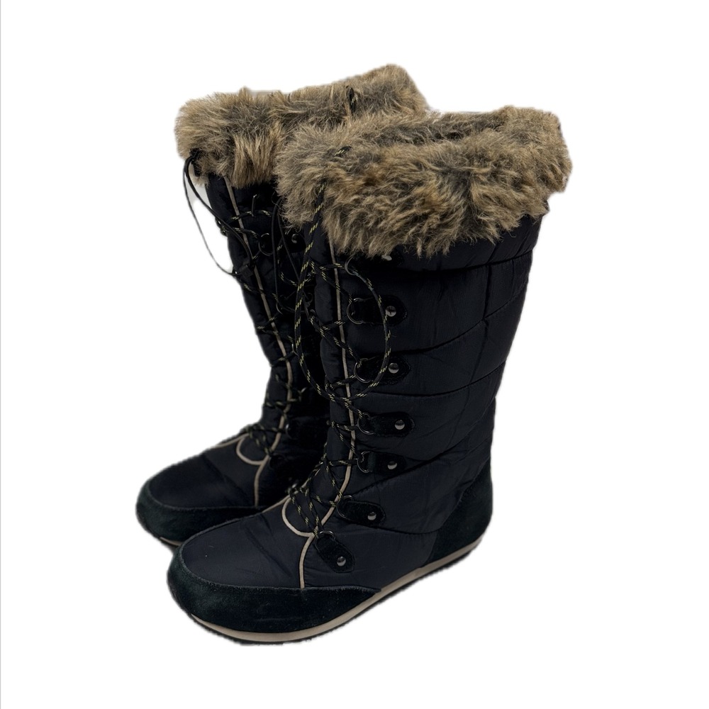 LL Bean Carrabassett fur lace up knee high waterproof winter boots women's 8.5